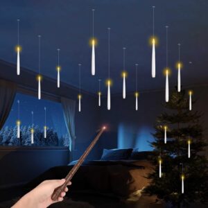 floating candles with wand remote, 20 pcs upgraded 3-mode magic hanging candles with string, flickering warm light, battery operated, decor for christmas, wedding, party, gifts for kids boys girls