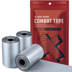 everlit survival combat tape 2 inch by 10 ft for outdoor field camping hunting adventures emt medic first aid trauma first responders (3 pack)