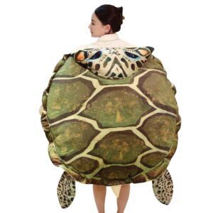 gujuja wearable turtle shell party cosplay tortoise plush toys doll soft and fluffy stuffed turtle pillow (medium)