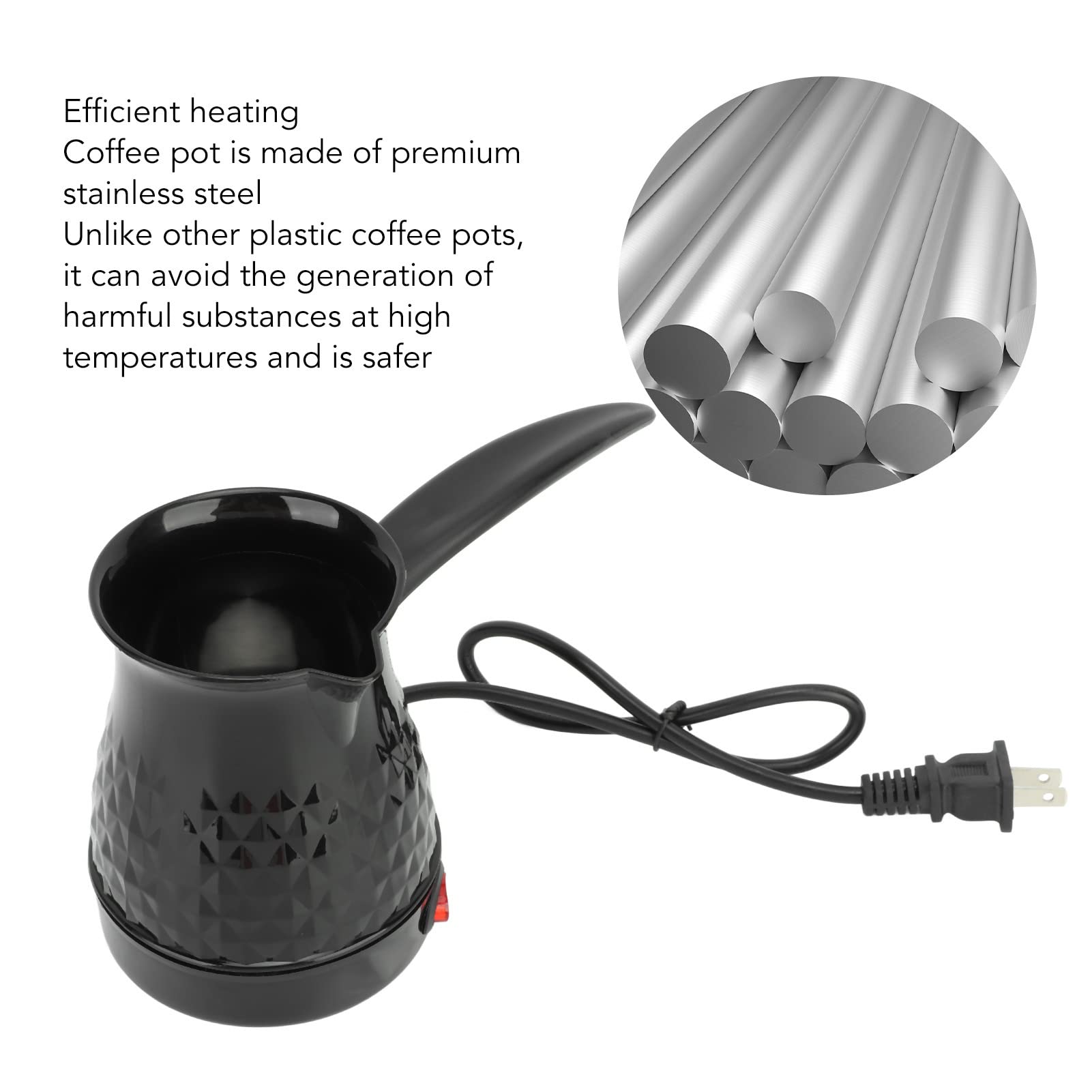 Septpenta 600ml Coffee Pot, Stainless Steel Thermos Carafe, Turkish Coffee Electric Kettle, Uniformity Of Heating for Pouring a Full Cup Of Coffee and Enjoying Tea Time for Yourself, Family Friends