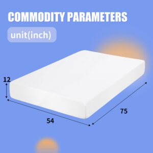 5/6/8/10/12-inch Gel Memory Foam Full Size Mattresses in A Box Full Size Lucid Mattress for Cool Sleep & Pressure Relief Medium Firm Vibe Mattress for Twin Bed,CertiPUR-US Certified，75×54×12，White