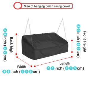 Hanging Porch Swing Cover Waterproof, Outdoor Hanging Swing Cover with Seam Taped, Hanging Patio Swing Cover Oxford Cloth Windproof - Black (85 * 45 * 28/20inch)