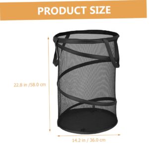 HOMSFOU Folding Laundry Basket Collapsible Laundry Hamper Folding Clothes Mesh Laundry Hamper Folding Sundries Organizer Clothes Basket Black Laundry Basket Laundry Mesh Basket Laundry Bag