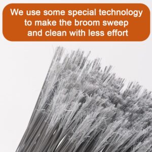 14" Widen Broom for Floor Cleaning, Long Handle Outdoor Broom,Heavy Duty Broom with Stiff Bristles,Sweeping Broom,Angle Broom for Garage Patio Garden Deck Home