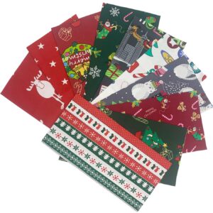 aufodara 10 pieces christmas fabric fat quarters 9.8x9.8inch cotton quilting fabric bundles for diy christmas sewing patchwork (9.8x9.8inch - 10pcs, christmas patterns)