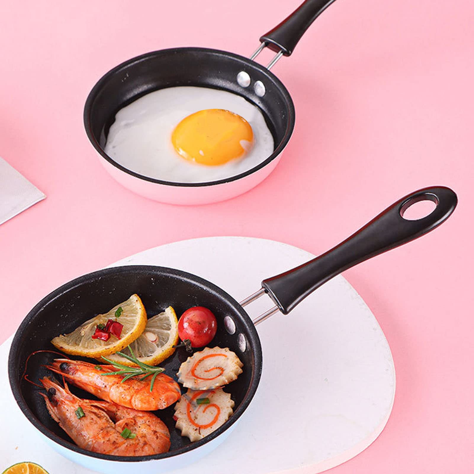 Mini Frying Pan, 5" Stainless Steel Frying Pan Nonstick Skillet One Egg Frying Pan Omelet Pan Small Fry Pan for Eggs Pancakes(Pink)