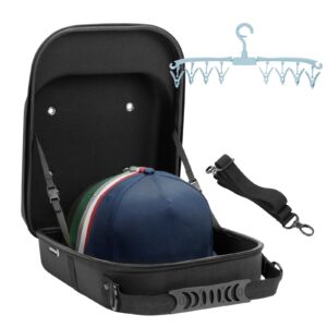 epesoware hard hat travel case for baseball caps - premium hat storage organizer holder with carrying handle, shoulder strap and trolley sleeve, protect up to 6 hats for travel outdoor