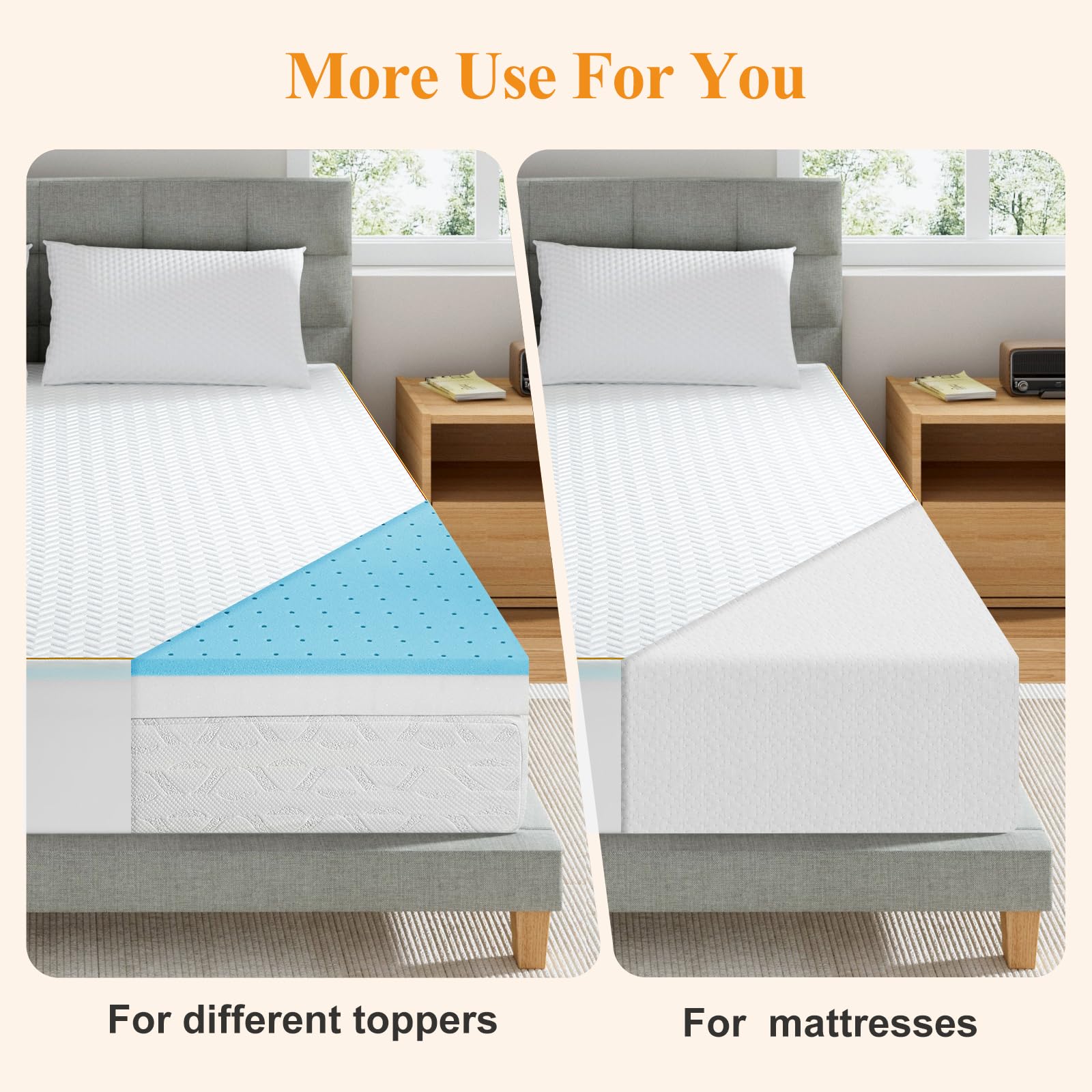 Maxzzz 4 Inch Mattress Topper Twin - Firm to Extra Firm Memory Foam Mattress Topper, High Density Foam Topper for Twin Bed Mattress, with Deep Pocket Pillow Top Cover, CertiPUR-US Certified