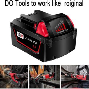 OYRMIL 2 Packs 5.0Ah Battery Replace for Milwaukee M18 Battery Compatible with 48-11-1850 48-11-1860 48-11-1845 48-11-1828