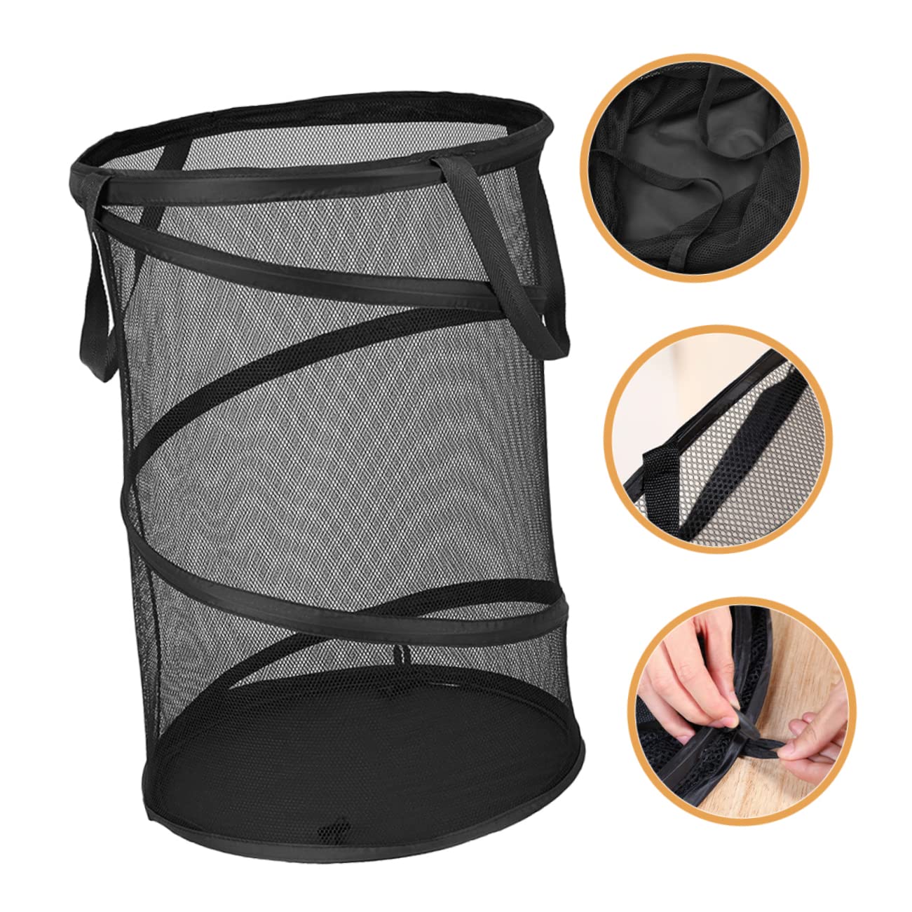 HOMSFOU Folding Laundry Basket Collapsible Laundry Hamper Folding Clothes Mesh Laundry Hamper Folding Sundries Organizer Clothes Basket Black Laundry Basket Laundry Mesh Basket Laundry Bag