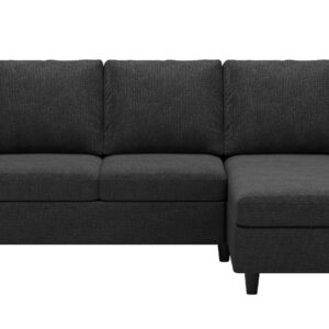 Belffin L Shaped Couch, Convertible Sectional Sofa with Linen Fabric, Modern Couch with Reversible Chaise for Living Room and Small Space, Dark Grey