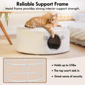 Zoratoo Cat Bed for Indoor Cats, Fluffy Cat Cave Large Enclosed Cat House Pet Bed Hammock with Removable Washable Cover for Sleeping Cat, Kittens, Small Dog, Oval Cat Hideaway