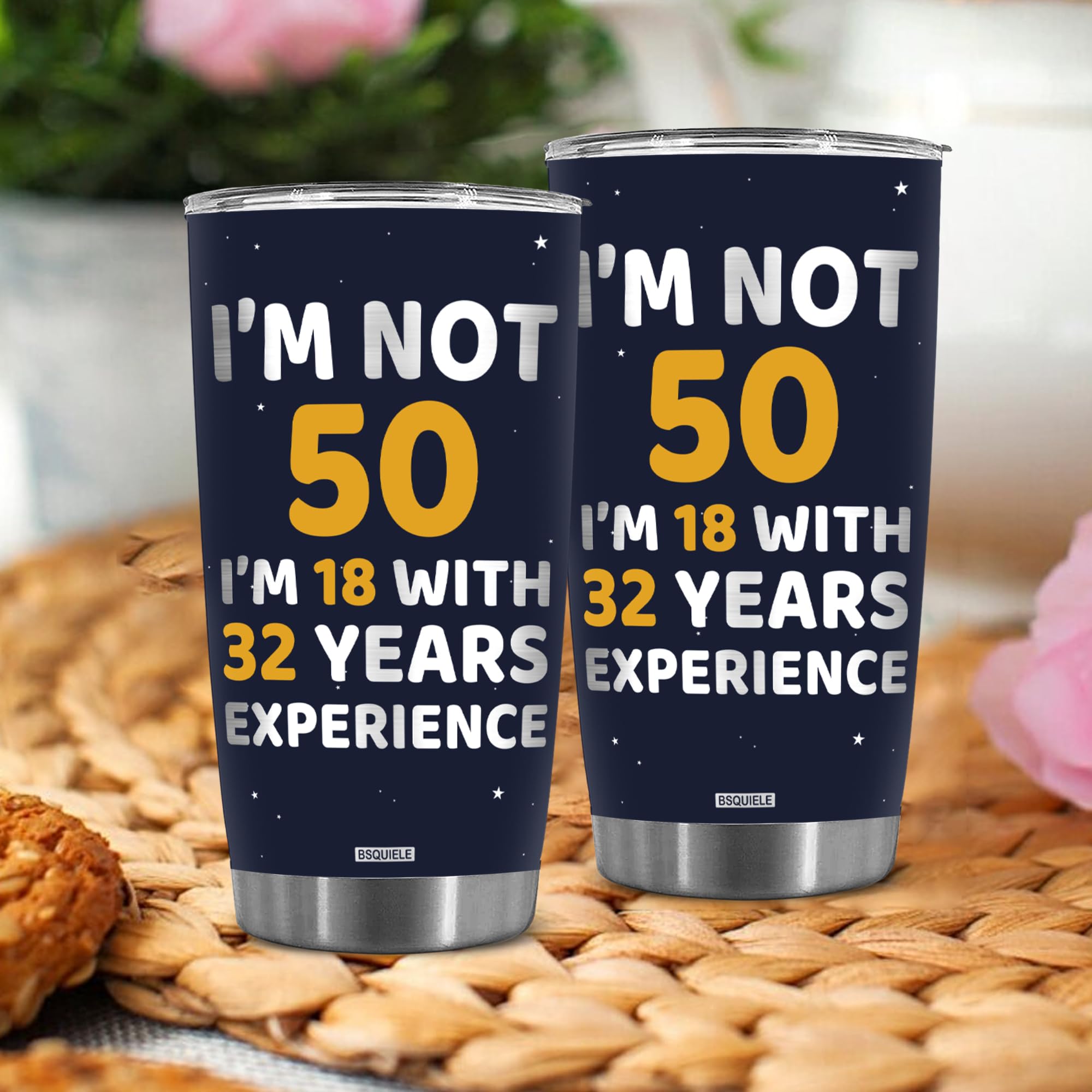 BSQUIELE 50th Birthday Gifts for Women, Men, Dad Mom - 50 Years Old Christmas Gift - 1974 Birthday Gifts Tumbler for Women - 50 Years Old Birthday Gift Travel Cup for Wife, Friend Sister, Her, Brother