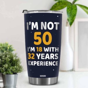 BSQUIELE 50th Birthday Gifts for Women, Men, Dad Mom - 50 Years Old Christmas Gift - 1974 Birthday Gifts Tumbler for Women - 50 Years Old Birthday Gift Travel Cup for Wife, Friend Sister, Her, Brother