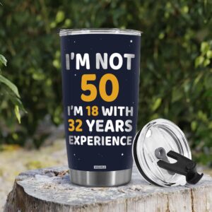 BSQUIELE 50th Birthday Gifts for Women, Men, Dad Mom - 50 Years Old Christmas Gift - 1974 Birthday Gifts Tumbler for Women - 50 Years Old Birthday Gift Travel Cup for Wife, Friend Sister, Her, Brother