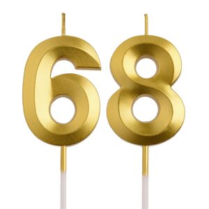 aoolada 68th 86th birthday candles, gold 86 68 year old number birthday candles, birthday party decorations cake topper gifts for men women