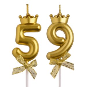 aoolada 59th 95th birthday candles, gold 95 59 year old cake topper number birthday candles, birthday party decorations gifts for women men