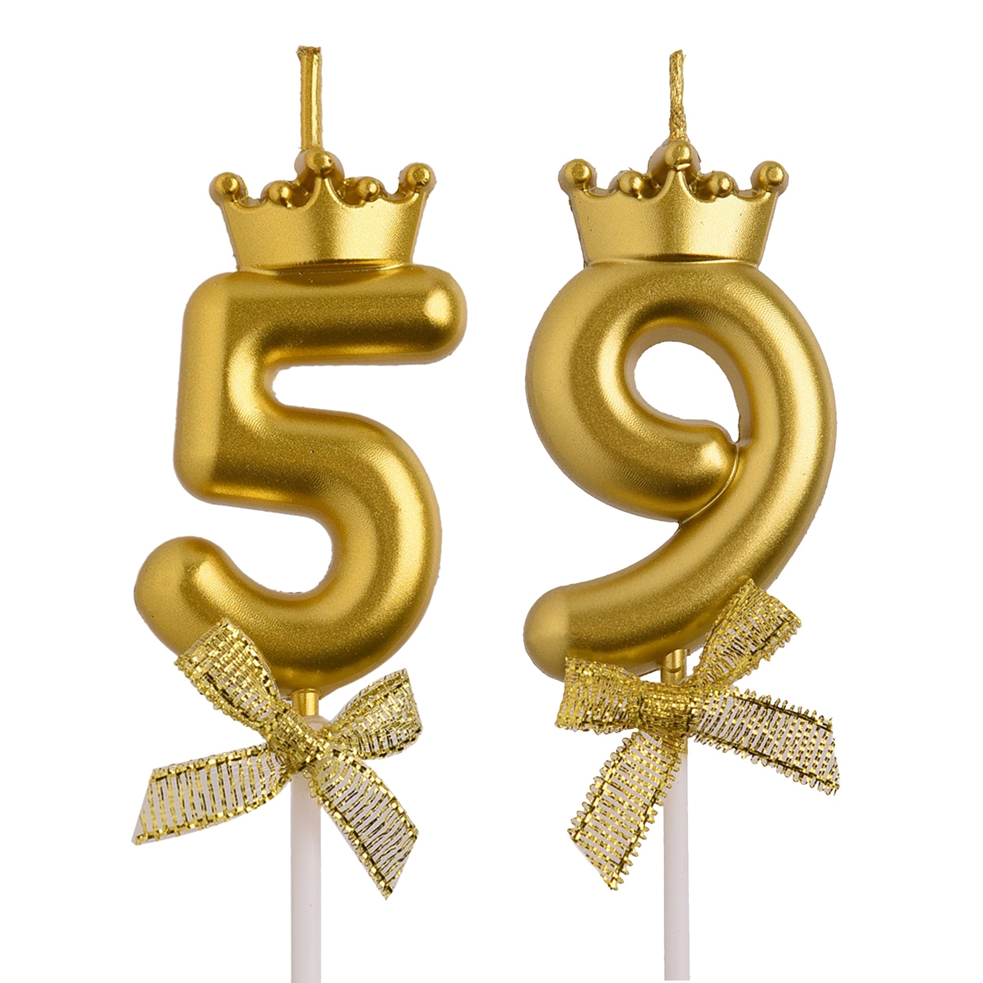 AOOLADA 59th 95th Birthday Candles, Gold 95 59 Year Old Cake Topper Number Birthday Candles, Birthday Party Decorations Gifts for Women Men