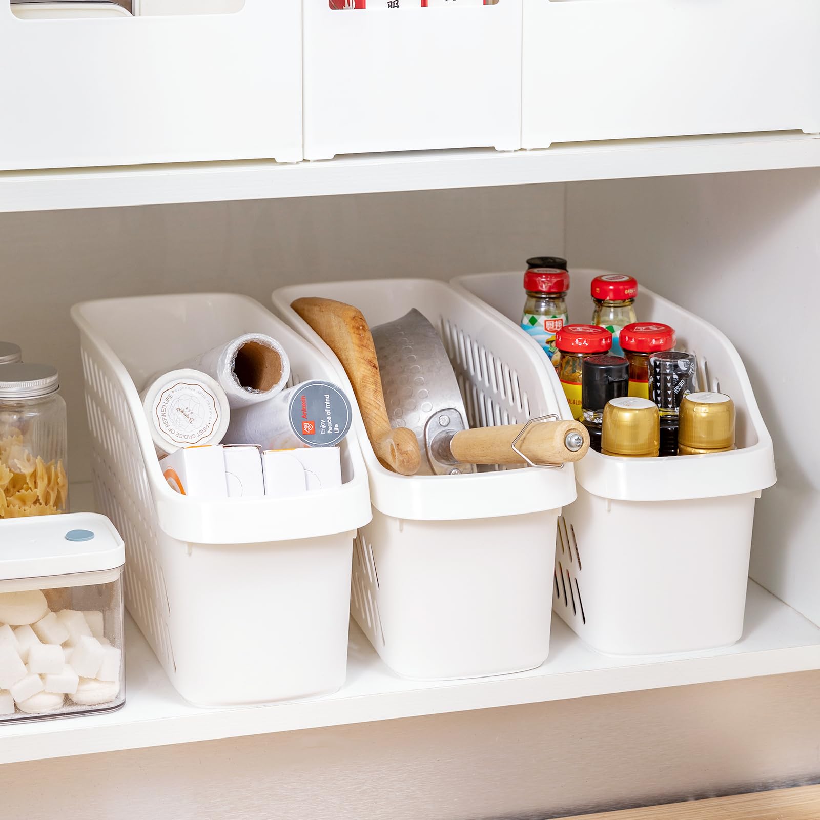 LUFOFOX 3 Pack Under Sink Organizer with Wheels Pull Out Kitchen Bathroom Cabinet Organizers and Storage Multi-purpose Plastic Organizer Baskets for Cleaning Supplies, Bottles