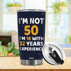 BSQUIELE 50th Birthday Gifts for Women, Men, Dad Mom - 50 Years Old Christmas Gift - 1974 Birthday Gifts Tumbler for Women - 50 Years Old Birthday Gift Travel Cup for Wife, Friend Sister, Her, Brother