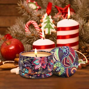 Scented Candles Gift Set for Christmas Thanksgiving, 3 Packs Natural Soy Wax Portable Travel Tin Candle, Bohemia Aromatherapy Gift Basket for Friends Classmates Colleagues