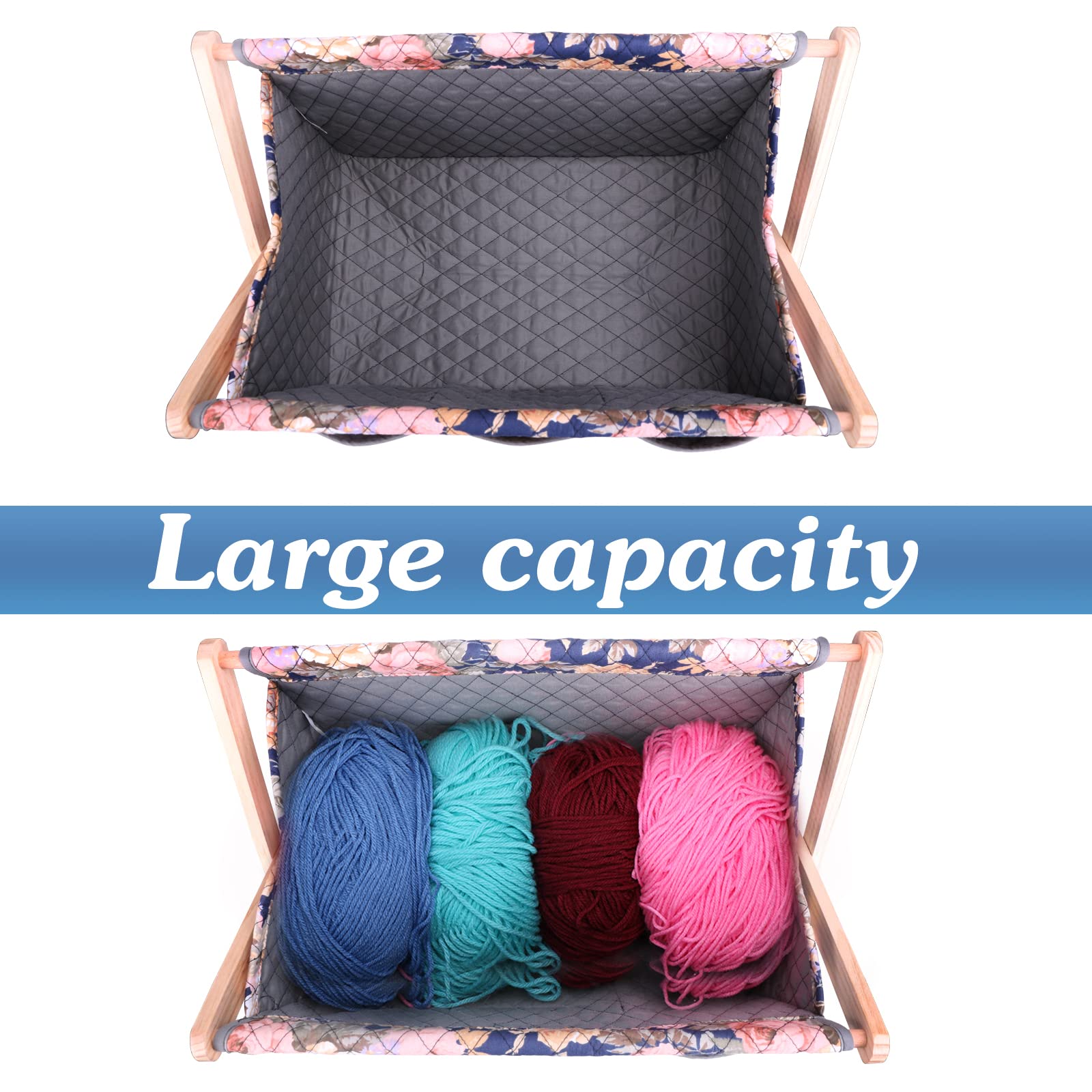 Hanfetch Yarn Caddy Large Size Yarn Storage Organizer for Yarn Skeins-Organizer for Crochet Hooks Knitting Needles Other Accessories (Peony Easy Assembly)