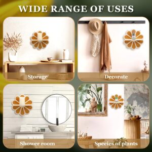 Tatuo 2 Pieces Boho Wooden Flower Wall Shelves Bohemian Candle Holders Hanging Shelf Wall Mount Book Shelf for Living Room Bathroom Bedroom Office Nursery Wall Decor