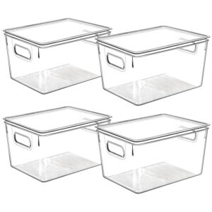 clear plastic storage bins with lids, perfect for pantry organization and storage or kitchen organization, fridge organizer plastic bins, pantry organizer and storage bins, cabinet organizers