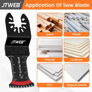 JTWEB Japanese Tooth Oscillating Saw Blades Wood, 10PCS Arc-Shaped Edge Multi Tool Blades for Wood, Plastic, Power Oscillating Tool Blade Multitool Blades Kits Sharpener Universal for Milwaukee