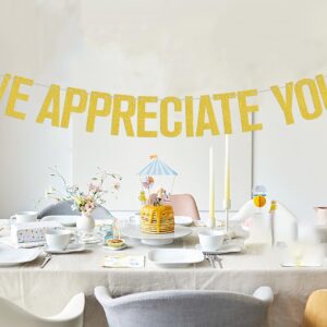 We Appreciate You Banner, Thank You Sign, Nurse/Doctor/Teacher Appreciation Banner Decorations, Thank You for All You Do Decor, Employee Appreciation Banner Decorations for Office Party Gold Glitter