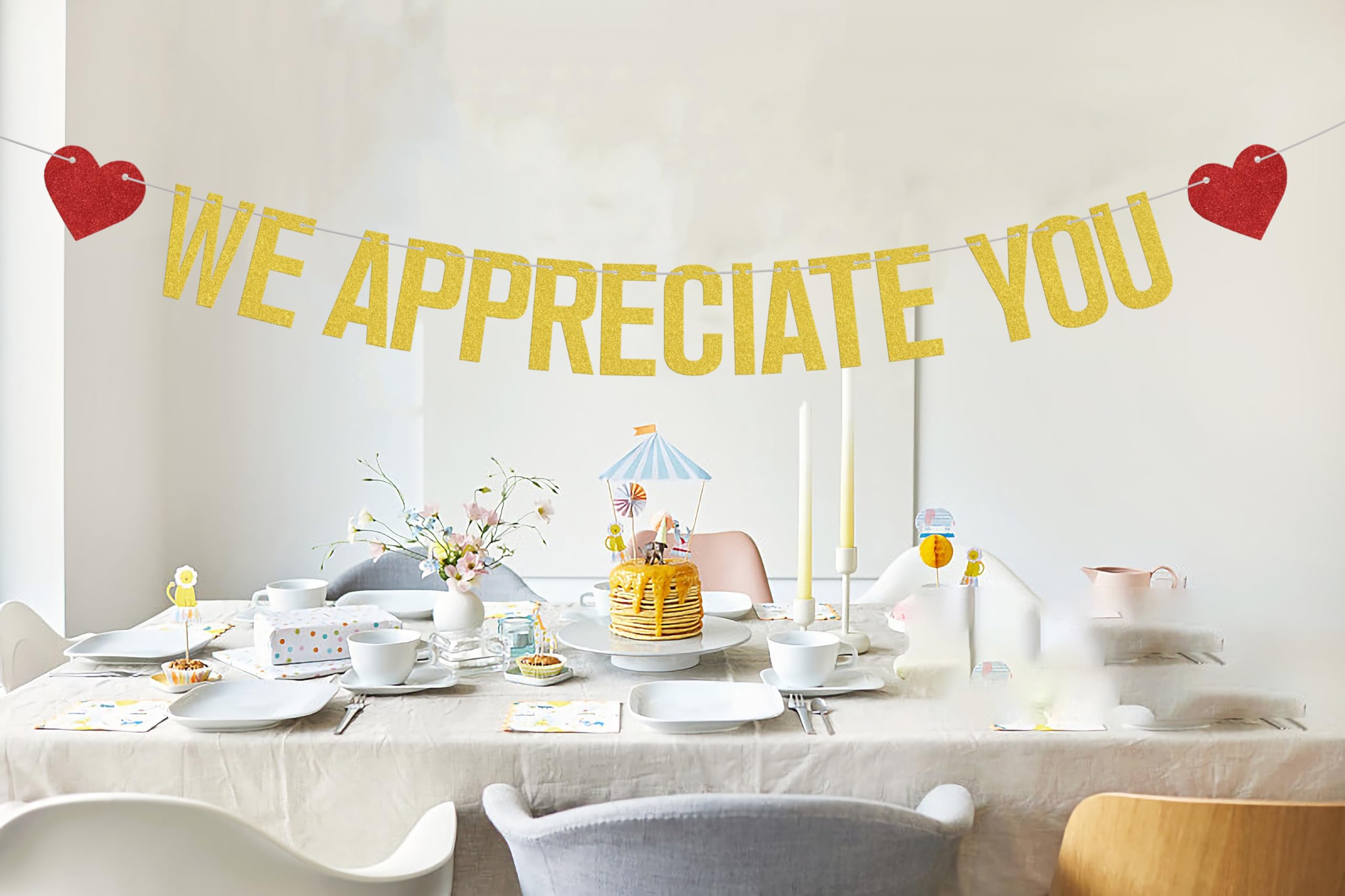 We Appreciate You Banner, Thank You Sign, Nurse/Doctor/Teacher Appreciation Banner Decorations, Thank You for All You Do Decor, Employee Appreciation Banner Decorations for Office Party Gold Glitter