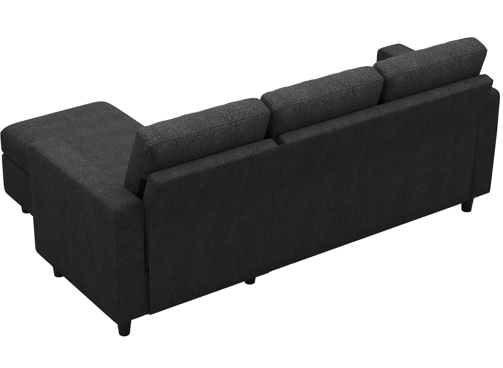 Belffin L Shaped Couch, Convertible Sectional Sofa with Linen Fabric, Modern Couch with Reversible Chaise for Living Room and Small Space, Dark Grey