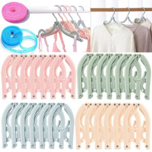 24pcs travel hangers,portable folding clothes hangers,travel clothes hangers with clotheslines,travel accessories foldable clothes drying rack for travel,plastic foldable non slip clothing hangers