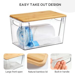 Extra Large Trash Bag Holder, Acrylic Garbage Bag Holder Dispenser with Lid for Kitchen and Under Sink