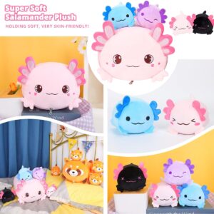 Alayger Plush Axolotl Pillow Mommy Stuffed Animal with 4 Babies Axolotls Plushies, Super Soft Kawaii Hugging Pillow Toy Gifts for Kids Bedding