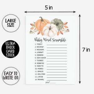 50 Baby Shower Word Scramble (50-Cards) Fun Baby Shower Game Activity, Gender Neutral Boy or Girl, Pumpkin, Autumn