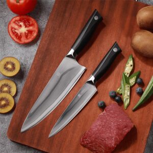 ZongChuan 10C Pro Kitchen Knife Set 2pc,8" Chef Knife & 5.5" Utility Knife,VG10 High Carbon Stainless Steel,6-Star Sharp Standard,G10 Black Handle,Love's Gift Box