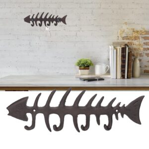 QANYEGN Wall Moted Towel Rack, Fish Bones Towel Rack, European Metal Towel Rack with 4 Hooks for Home Kitchens, Bathrooms and (B)