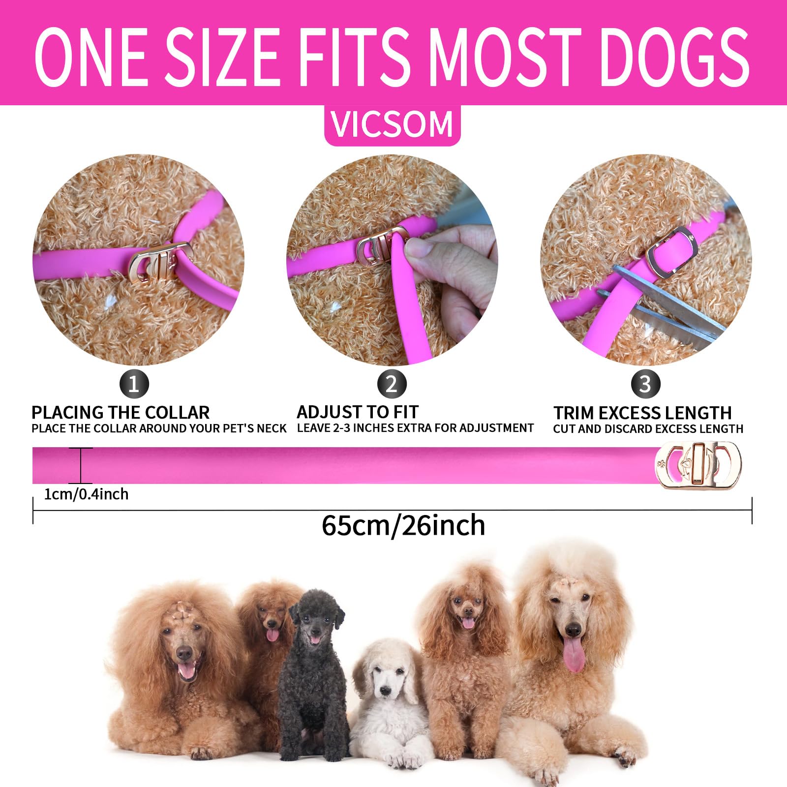 4 Pack Flea Collar for Dogs, Dog Flea and Tick Collar 8 Months Flea and Tick Prevent for Dog, Waterproof Adjustable Dog Flea Collar, Tick and Flea Collar for Large Small Dogs Puppy Flea Collar, Pink