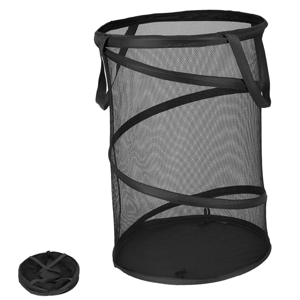 HOMSFOU Folding Laundry Basket Collapsible Laundry Hamper Folding Clothes Mesh Laundry Hamper Folding Sundries Organizer Clothes Basket Black Laundry Basket Laundry Mesh Basket Laundry Bag