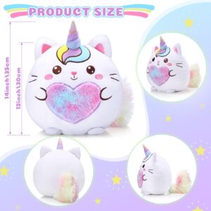 Leyndo 14 Inch Caticorn Plush Throw Pillow Toy Cute Unicorn Stuffed Animals Soft Unicorn Plush Throw Gift for Girl Kid Birthdays Christmas Sofa Bedroom Room Decor(Cute)