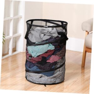 HOMSFOU Folding Laundry Basket Collapsible Laundry Hamper Folding Clothes Mesh Laundry Hamper Folding Sundries Organizer Clothes Basket Black Laundry Basket Laundry Mesh Basket Laundry Bag