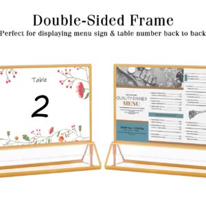 AMEITECH 6 x 4 Horizontal Acrylic Sign Holder with Gold Borders, Clear Double Sided Table Menu Stands Picture Frames for Wedding Table Numbers, Restaurant Signs, Photos and Art Display - 6 Pack