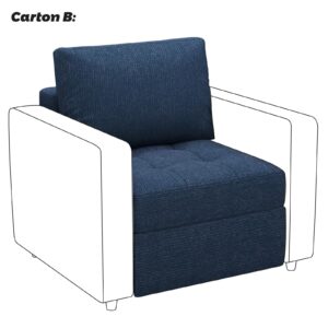 Belffin Fabric Accent Side Sofa Chair Armless Couch Chair Modern Single Seat Module for Modular Sectional Sofa Pull Out Sofa Couch Blue