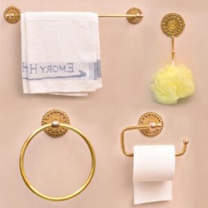 Indian Shelf Brass Towel Bar- Brass Hand Towel Rack- Boho Bathroom Towel Bar- Gold Hand Towel Bar- Golden Bathroom Hardware- Bathroom Accessories- Towel Bar for Bathroom Wall- Unique Hand Towel Bar