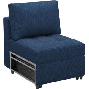 belffin fabric accent side sofa chair armless couch chair modern single seat module for modular sectional sofa pull out sofa couch blue