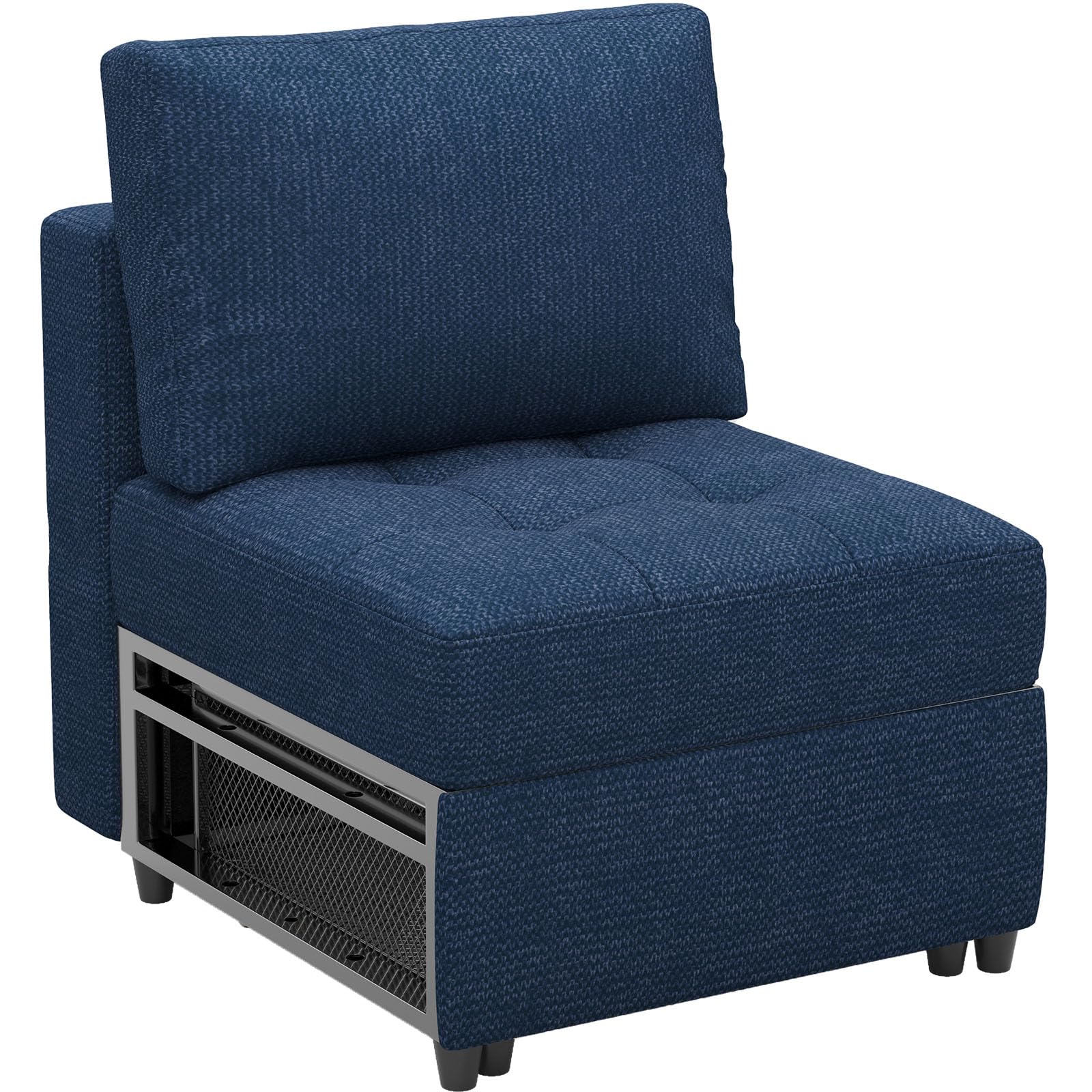 Belffin Fabric Accent Side Sofa Chair Armless Couch Chair Modern Single Seat Module for Modular Sectional Sofa Pull Out Sofa Couch Blue