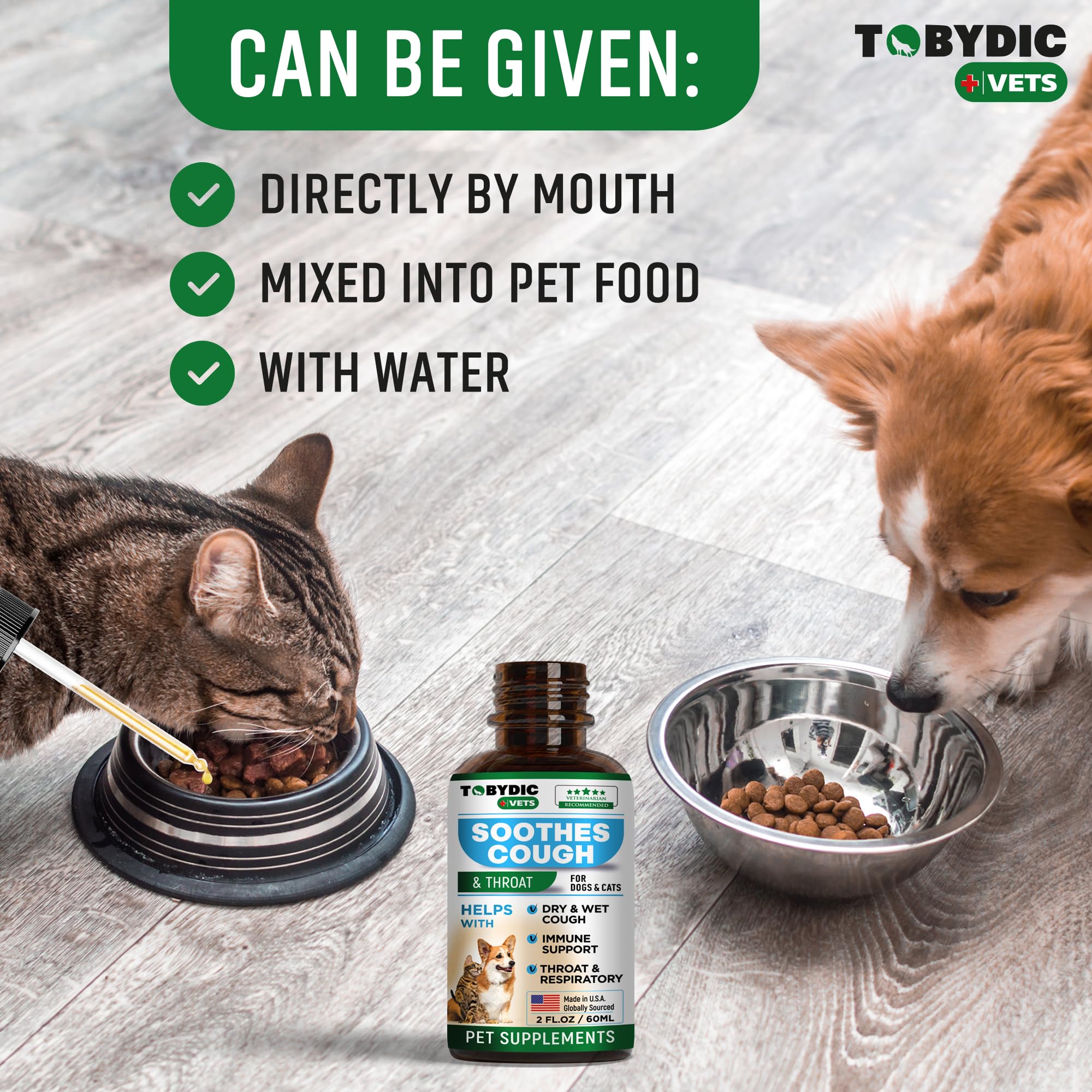 Natural Dog Cough Medicine & Antibiotic for Cats Respiratory Infection - Sneezing Relief & Kennel Cough Treatment - Trachea Collapse & Pet Asthma Support - Made in USA