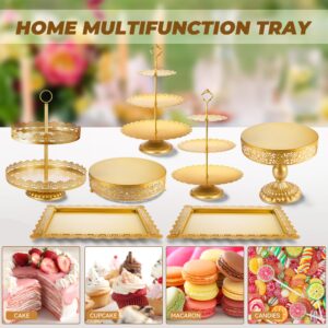 ELIMTEC Gold Cake Stand Metal Dessert Table Display Set Tiered Cupcake Holder Fruit Candy Donut Plate Serving Tower Tray Platter (Gold)