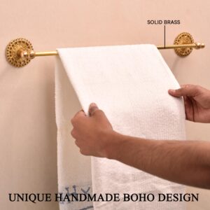 Indian Shelf Brass Towel Bar- Brass Hand Towel Rack- Boho Bathroom Towel Bar- Gold Hand Towel Bar- Golden Bathroom Hardware- Bathroom Accessories- Towel Bar for Bathroom Wall- Unique Hand Towel Bar